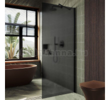 Душевая перегородка Maybahglass MGD-704-6ш 69 см, профиль черный, стекло графит матовое