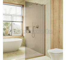 Душевая перегородка Maybahglass MGD-702-3у 69 см, профиль золото, стекло бронза