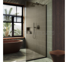 Душевая перегородка Maybahglass MGD-703-6у 69 см, профиль черный, стекло бронза матовое