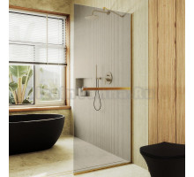 Душевая перегородка Maybahglass MGD-721-3у 69 см, профиль золото, стекло бронза