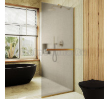 Душевая перегородка Maybahglass MGD-722-3у 69 см, профиль золото, стекло бронза матовое