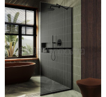 Душевая перегородка Maybahglass MGD-723-6у 69 см, профиль черный, стекло графит