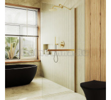 Душевая перегородка Maybahglass MGD-720-3ш 69 см, профиль золото, стекло прозрачное