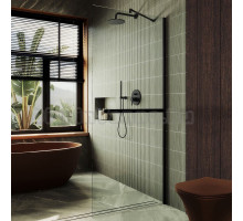 Душевая перегородка Maybahglass MGD-720-6ш 69 см, профиль черный, стекло прозрачное