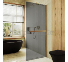 Душевая перегородка Maybahglass MGD-723-3ш 69 см, профиль золото, стекло графит