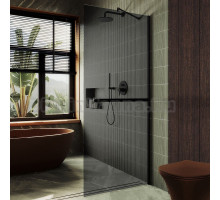 Душевая перегородка Maybahglass MGD-723-6ш 69 см, профиль черный, стекло графит