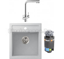 Комплект Мойка кухонная FOSTOGRAN FG 50-46 650 арктик + Смеситель MEGA Life MG-TK05 хром + Измельчитель Bort Titan 4000