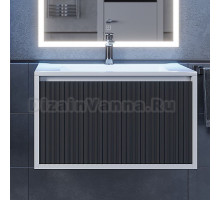 Тумба с раковиной Uperwood Next 70 подвесная, белая, графит, 1 ящик