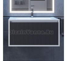 Тумба с раковиной Uperwood Next 80 подвесная, белая, графит, 1 ящик