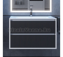 Тумба с раковиной Uperwood Next 80 подвесная, белая, графит, 2 ящика