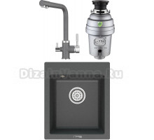 Комплект Мойка кухонная Point Динара 42 графит + Смеситель PN3103 графит + Измельчитель Zorg Inox D