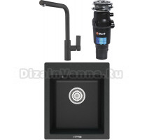 Комплект Мойка кухонная Point Динара 42 черная + Смеситель PN3102 черный + Измельчитель Bort Titan 7000