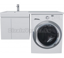 Тумба с раковиной Uperwood Magenta 50 L под стиральную машину, подвесная, белая, с дверцами