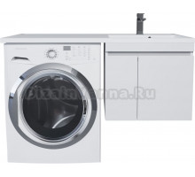 Тумба с раковиной Uperwood Magenta 50 R под стиральную машину, подвесная, белая, с дверцами