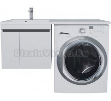 Тумба с раковиной Uperwood Magenta 50 L под стиральную машину, подвесная, белая, графит, с дверцами