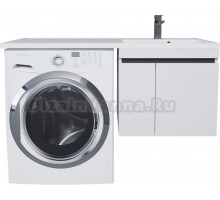 Тумба с раковиной Uperwood Magenta 50 R под стиральную машину, подвесная, белая, графит, с дверцами