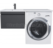 Тумба с раковиной Uperwood Magenta 50 L под стиральную машину, подвесная, черная, с ящиком