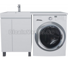 Тумба с раковиной Uperwood Magenta 50 L под стиральную машину, напольная, белая, с дверцами