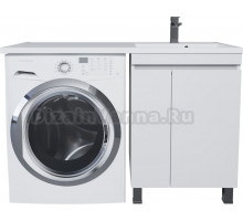 Тумба с раковиной Uperwood Magenta 50 R под стиральную машину, напольная, белая, с дверцами