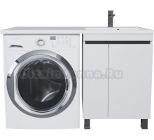 Тумба с раковиной Uperwood Magenta 50 R под стиральную машину, напольная, белая, графит, с дверцами