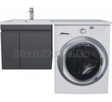 Тумба с раковиной Uperwood Magenta 60 L под стиральную машину, подвесная, черная, с дверцами