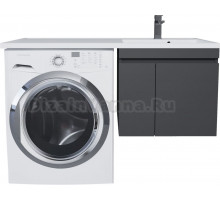 Тумба с раковиной Uperwood Magenta 60 R под стиральную машину, подвесная, черная, с дверцами