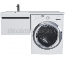 Тумба с раковиной Uperwood Magenta 60 L под стиральную машину, подвесная, белая, графит, с ящиком