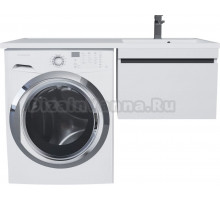 Тумба с раковиной Uperwood Magenta 60 R под стиральную машину, подвесная, белая, графит, с ящиком