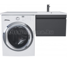 Тумба с раковиной Uperwood Magenta 60 R под стиральную машину, подвесная, черная, с ящиком