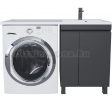 Тумба с раковиной Uperwood Magenta 60 R под стиральную машину, напольная, черная, с дверцами