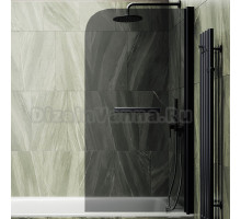 Шторка на ванну Maybahglass MGV-785-6 70x140, профиль черный, стекло графит