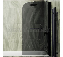 Шторка на ванну Maybahglass MGV-791-6 80x140, профиль черный, стекло графит