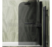 Шторка на ванну Maybahglass MGV-792-6 80x140, профиль черный, стекло матовый графит