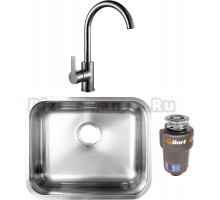 Комплект Мойка кухонная Grandex Aqua Select + Смеситель Alveus Tonia 1129055 + Измельчитель Bort Titan 5000 Control