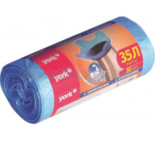 Мешки для мусора York 902160 синие, с завязками, 35 литров, 30 шт