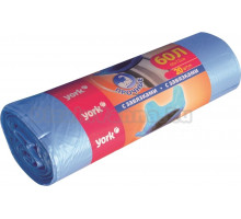 Мешки для мусора York 902170 синие, с завязками, 60 литров, 20 шт