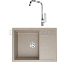 Комплект Мойка кухонная Domaci Болонья М-151-004 песочная + Смеситель STWORKI
