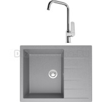 Комплект Мойка кухонная Domaci Болонья М-151-006 светло-серая + Смеситель STWORKI