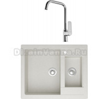 Комплект Мойка кухонная Domaci Болонья М-19-001 белая + Смеситель STWORKI