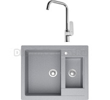 Комплект Мойка кухонная Domaci Болонья М-19-005 серая + Смеситель STWORKI