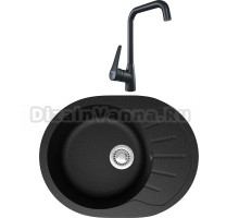 Комплект Мойка кухонная Domaci Болонья М-10-002 черная + Смеситель STWORKI WFD04007GA черный матовый