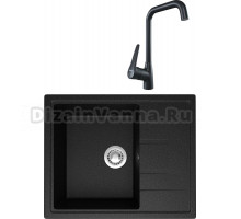 Комплект Мойка кухонная Domaci Болонья М-150-002 черная + Смеситель STWORKI WFD04007GA черный матовый