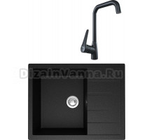 Комплект Мойка кухонная Domaci Болонья М-151-002 черная + Смеситель STWORKI WFD04007GA черный матовый