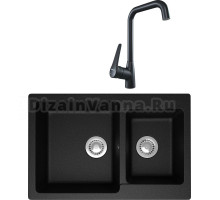 Комплект Мойка кухонная Domaci Болонья М-191-002 черная + Смеситель STWORKI WFD04007GA черный матовый