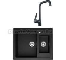 Комплект Мойка кухонная Domaci Болонья М-19-002 черная + Смеситель STWORKI WFD04007GA черный матовый