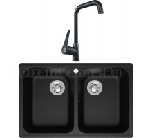 Комплект Мойка кухонная Domaci Болонья М-260-002 черная + Смеситель STWORKI WFD04007GA черный матовый