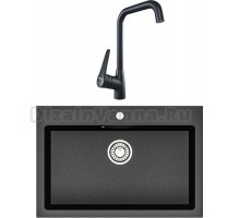 Комплект Мойка кухонная Domaci Болонья М-39-002 черная + Смеситель STWORKI WFD04007GA черный матовый