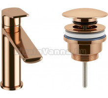 Смеситель Wellsee ICON! for life 201000004 розовое с донным клапаном, золото