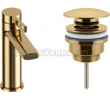 Смеситель Wellsee ONCE! and forever 201000008 с донным клапаном, золото