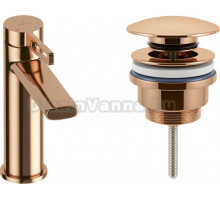 Смеситель Wellsee ONCE! and forever 201000009 розовое с донным клапаном, золото